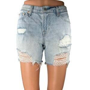 Gap Blue Distressed Light Wash Frayed Hem Cut Off Denim Jean Shorts Size 24